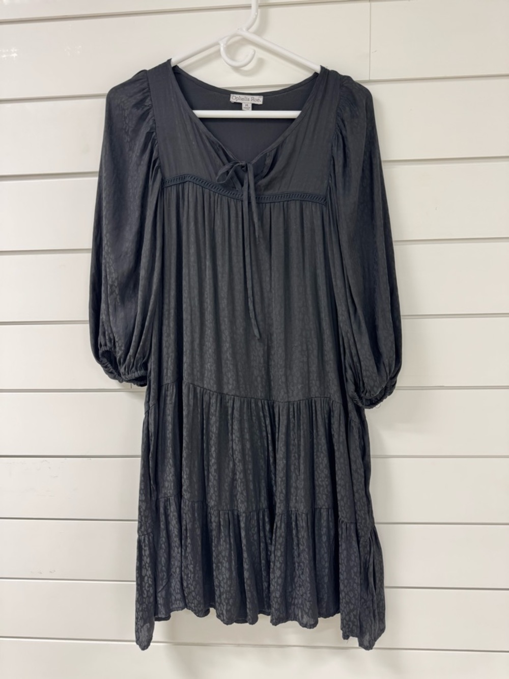 Dolcezza Black Tiered Tie-Front Mini Dress